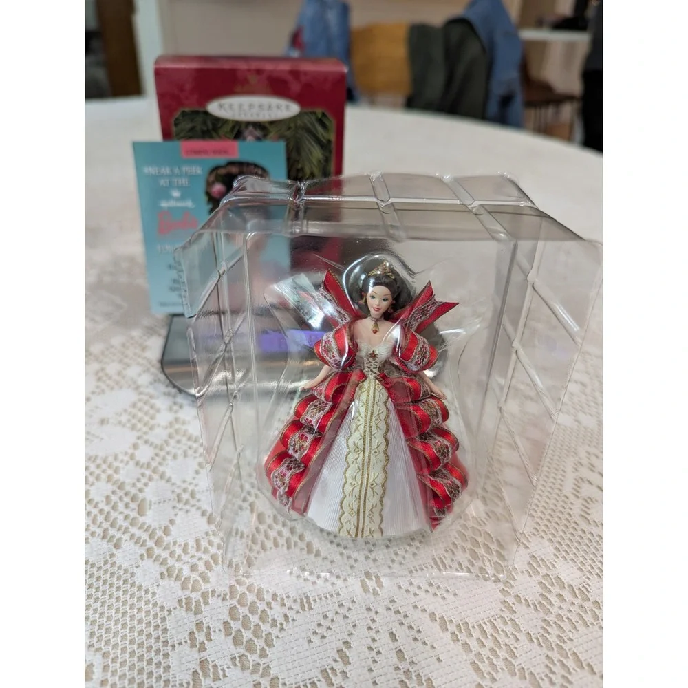 Hallmark Holiday Barbie Ornament 1997 Red White Gold Gown Collector Series